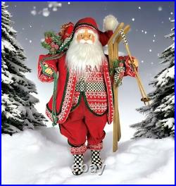 Mackenzie Childs Courtly Check Cozy Christmas Large 30 Santa WithSkis New No Box Mackenzie Childs Courtly Check Cozy Christmas Large 30 Santa WithSkis New No Box