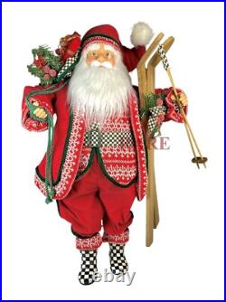 Mackenzie Childs Courtly Check Cozy Christmas Large 30 Santa WithSkis New No Box Mackenzie Childs Courtly Check Cozy Christmas Large 30 Santa WithSkis New No Box