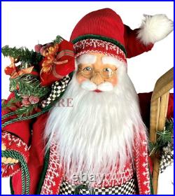 Mackenzie Childs Courtly Check Cozy Christmas Large 30 Santa WithSkis New No Box Mackenzie Childs Courtly Check Cozy Christmas Large 30 Santa WithSkis New No Box