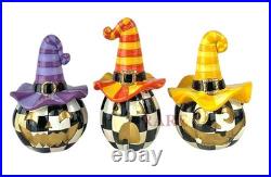 Mackenzie-Childs Courtly Check Mini Jack Ghosts Set Halloween New No Box
