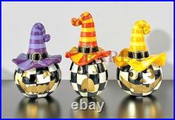 Mackenzie-Childs Courtly Check Mini Jack Ghosts Set Halloween New No Box