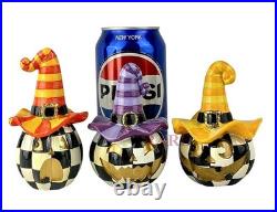 Mackenzie-Childs Courtly Check Mini Jack Ghosts Set Halloween New No Box