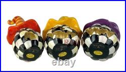 Mackenzie-Childs Courtly Check Mini Jack Ghosts Set Halloween New No Box