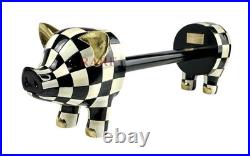 Mackenzie Childs Courtly Check Pig Paper Towel Holder New Original Box