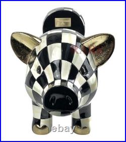 Mackenzie Childs Courtly Check Pig Paper Towel Holder New Original Box