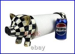 Mackenzie Childs Courtly Check Pig Paper Towel Holder New Original Box
