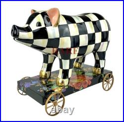 Mackenzie Childs Courtly Check Pig on Parade Décor New No Box