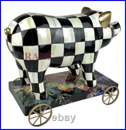 Mackenzie Childs Courtly Check Pig on Parade Décor New No Box