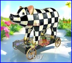 Mackenzie Childs Courtly Check Pig on Parade Décor New No Box