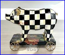 Mackenzie Childs Courtly Check Pig on Parade Décor New No Box