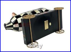 Mackenzie Childs Courtly Check Pig on Parade Décor New No Box