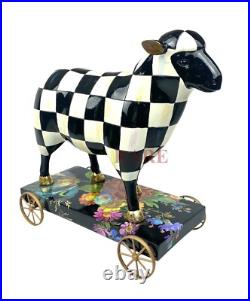 Mackenzie Childs Courtly Check Sheep on Parade Décor New No Box