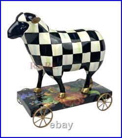 Mackenzie Childs Courtly Check Sheep on Parade Décor New No Box
