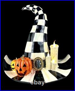 Mackenzie-Childs Courtly Check Which Witch Hat Illuminated Pumpkin Halloween