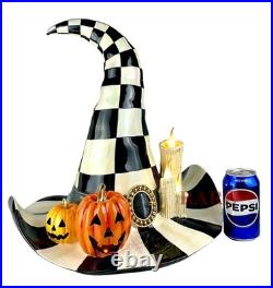 Mackenzie-Childs Courtly Check Which Witch Hat Illuminated Pumpkin Halloween