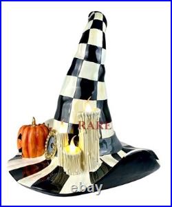 Mackenzie-Childs Courtly Check Which Witch Hat Illuminated Pumpkin Halloween