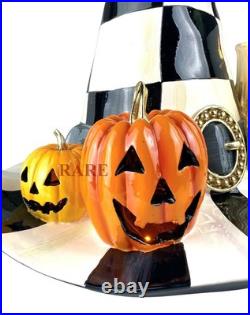 Mackenzie-Childs Courtly Check Which Witch Hat Illuminated Pumpkin Halloween