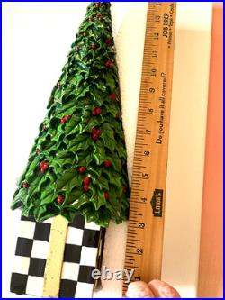 Mackenzie Childs Courtly Checks box Holly Leaf Tree 14.75 tall NEW