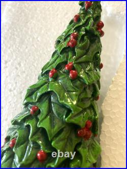 Mackenzie Childs Courtly Checks box Holly Leaf Tree 14.75 tall NEW