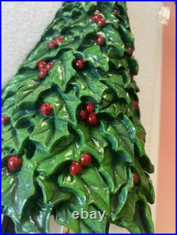 Mackenzie Childs Courtly Checks box Holly Leaf Tree 14.75 tall NEW