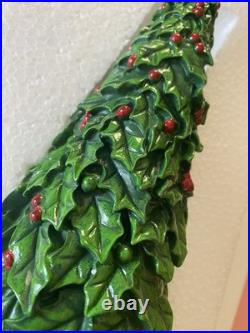 Mackenzie Childs Courtly Checks box Holly Leaf Tree 14.75 tall NEW