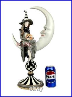 Mackenzie-Childs Courtly Spellbound Witch On a Moon With Pumpkin 21 New Box