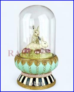 Mackenzie Childs Courtly & Stripe Check Macaron Bunny Cloche 10.25 New No Box