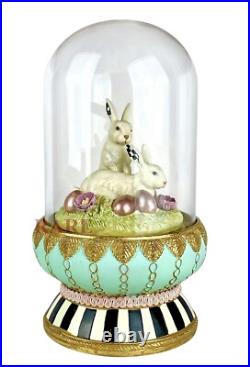 Mackenzie Childs Courtly & Stripe Check Macaron Bunny Cloche 10.25 New No Box