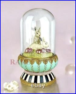 Mackenzie Childs Courtly & Stripe Check Macaron Bunny Cloche 10.25 New No Box