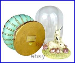 Mackenzie Childs Courtly & Stripe Check Macaron Bunny Cloche 10.25 New No Box