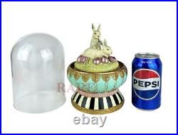 Mackenzie Childs Courtly & Stripe Check Macaron Bunny Cloche 10.25 New No Box