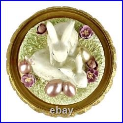 Mackenzie Childs Courtly & Stripe Check Macaron Bunny Cloche 10.25 New No Box