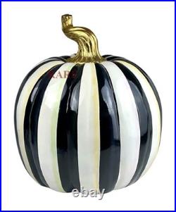 Mackenzie-Childs Courtly Stripe Glossy Large 15 T Pumpkin Halloween New No Box