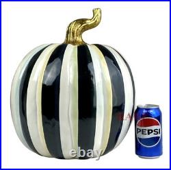 Mackenzie-Childs Courtly Stripe Glossy Large 15 T Pumpkin Halloween New No Box