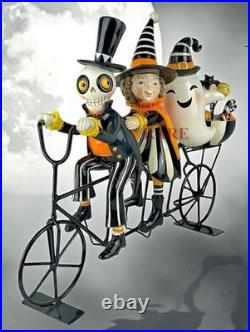 Mackenzie-Childs Courtly Stripe Happy Boo Family on Bike Halloween New No Box