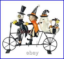 Mackenzie-Childs Courtly Stripe Happy Boo Family on Bike Halloween New No Box