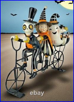 Mackenzie-Childs Courtly Stripe Happy Boo Family on Bike Halloween New No Box