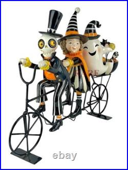 Mackenzie-Childs Courtly Stripe Happy Boo Family on Bike Halloween New No Box
