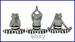 Mackenzie-Childs Courtly Stripe Set of 3 Yoga Frogs Figurines New No Box