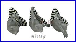 Mackenzie-Childs Courtly Stripe Set of 3 Yoga Frogs Figurines New No Box