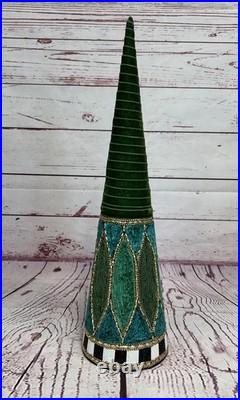 Mackenzie Childs Emerald Luxe Beaded Cone Trees Set of 3 30 Tall READ DESCRIP