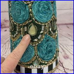 Mackenzie Childs Emerald Luxe Beaded Cone Trees Set of 3 30 Tall READ DESCRIP