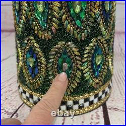 Mackenzie Childs Emerald Luxe Beaded Cone Trees Set of 3 30 Tall READ DESCRIP