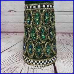 Mackenzie Childs Emerald Luxe Beaded Cone Trees Set of 3 30 Tall READ DESCRIP