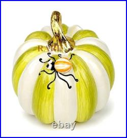 Mackenzie-Childs Fergal's Friend Spider on Mini Moss Stripe Pumpkin New