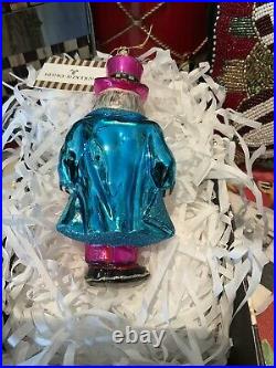 Mackenzie-Childs Granny Kitsch Owl Glass Ornament. NIB Courtly Check