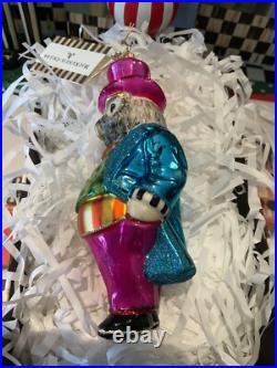 Mackenzie-Childs Granny Kitsch Owl Glass Ornament. NIB Courtly Check