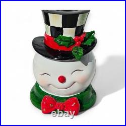 Mackenzie-Childs Granny Kitschy Snowman Frosty Courtly Check Candle Holder