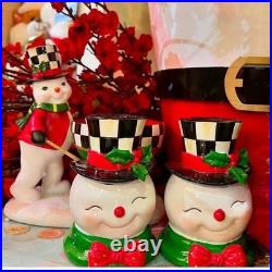 Mackenzie-Childs Granny Kitschy Snowman Frosty Courtly Check Candle Holder