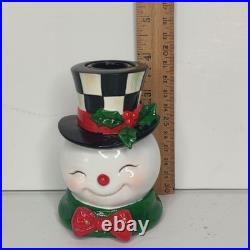 Mackenzie-Childs Granny Kitschy Snowman Frosty Courtly Check Candle Holder